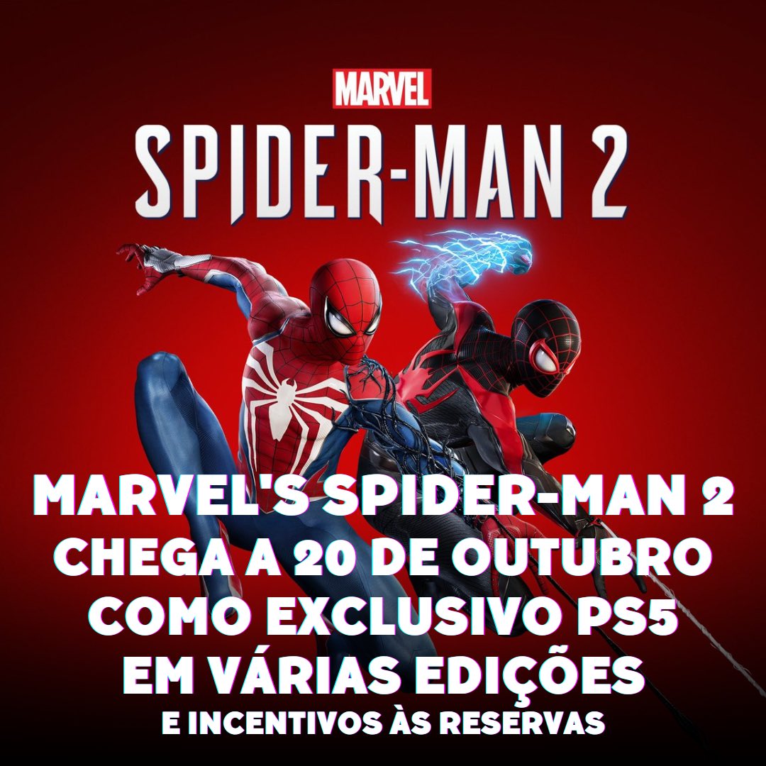 Marvel's Spider-Man 2 chega a 20 de outubro em exclusivo para a