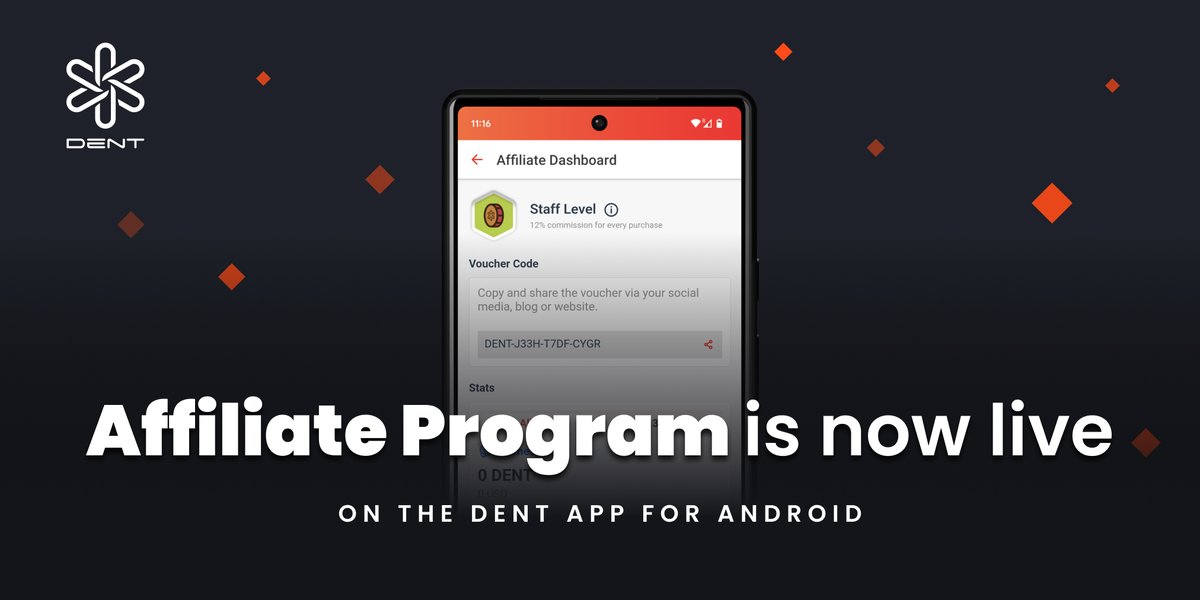 dentcoin's tweet photo. Attention #Android users! The wait is over. The Affiliate Program is now available on Android! 🎉📲  Share the benefits of #DENT #eSIM and earn commissions when others sign up and purchase. Join our growing eSIM community now! https://t.co/jKBkBw6LTR #dentcoin #DENTNET #BTC #5G https://t.co/TFcUFYXKlj