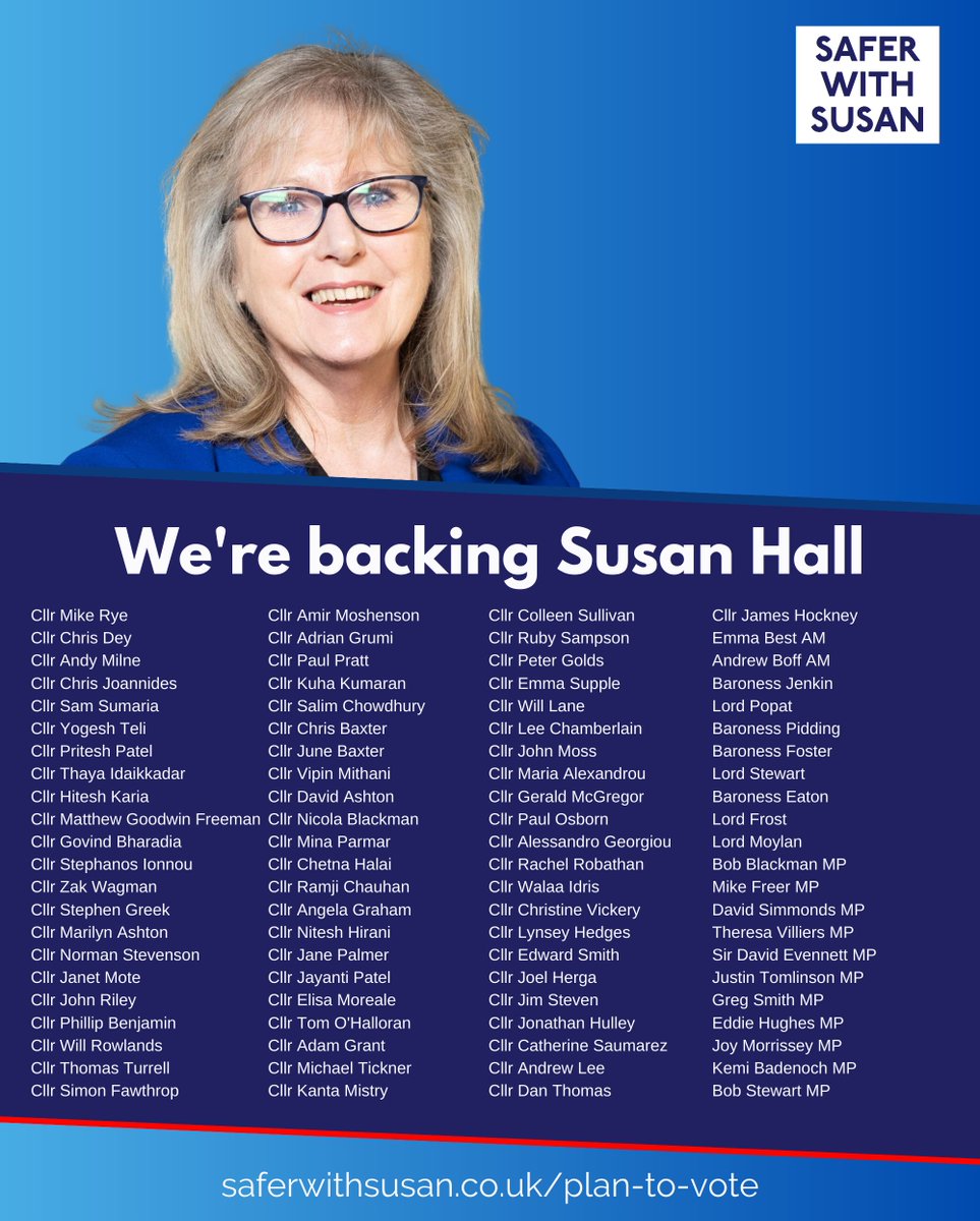 🗳️ Vote now, or make a plan to vote: saferwithsusan.co.uk/plan-to-vote

✉️ All London Conservative members should have got an email with their ballot (check your spam folder if not), or by post if you don't have an email registered.

❓ Contact london@conservatives.com if any issues.