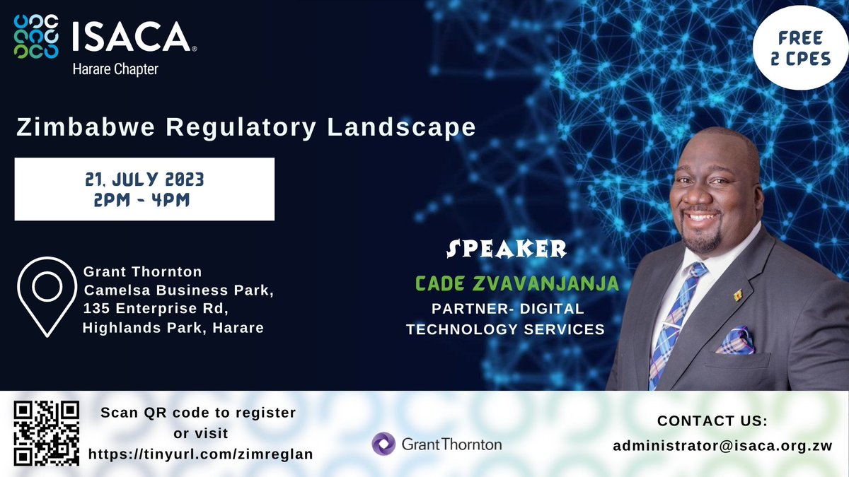Join us for our upcoming in-person event at Grant Thornton, Camelsa Business Park, 135 Enterprise Road, Highlands, Harare. 

Open to members and non-members 

Register: lnkd.in/dJzreEwR