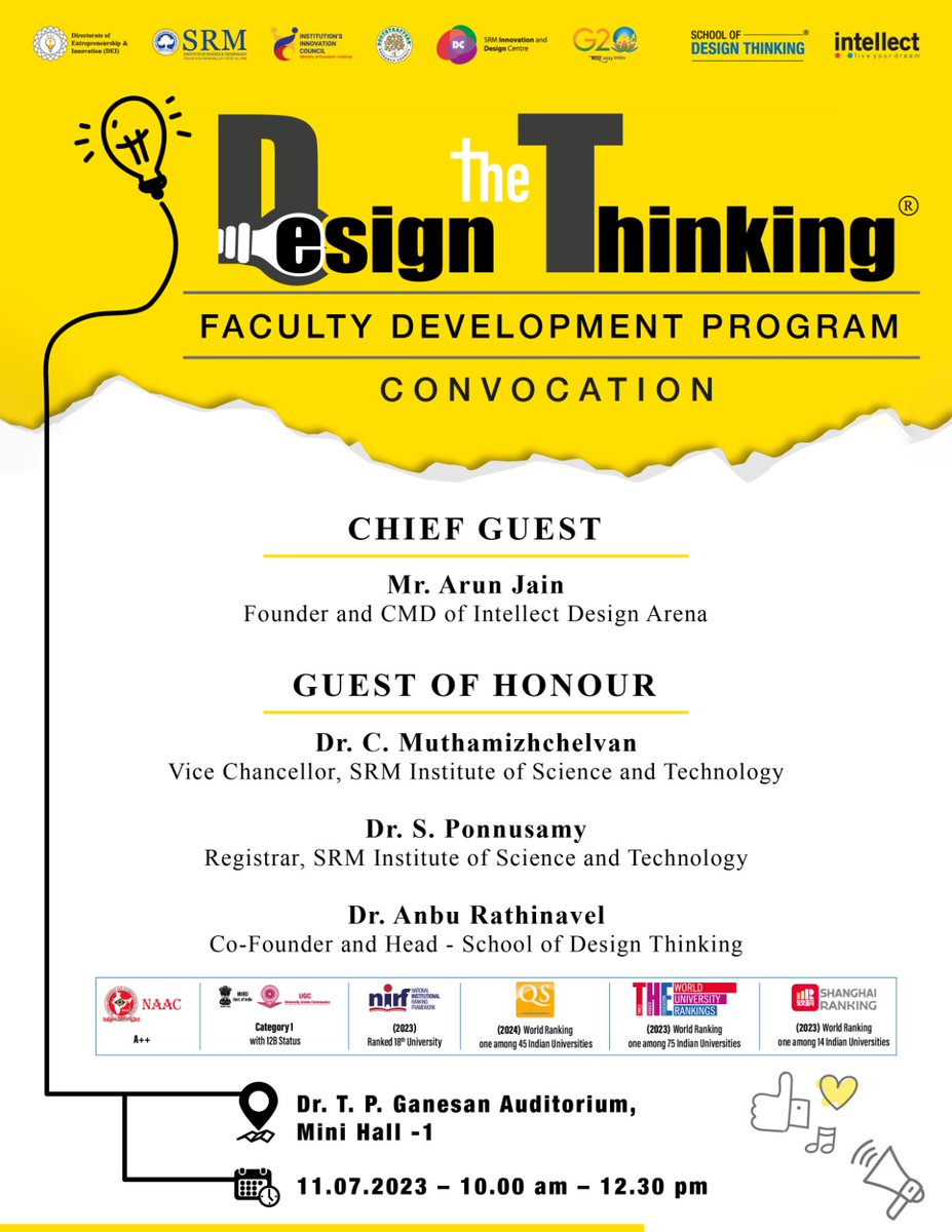 SRM_DEI's tweet image. Design The Thinking® - Faculty Development Program Convocation
 
#SRMIST  is the first institution to develop and provide a Design Thinking course as a curriculum component for Engineering and Technology students. 
 
 #srmist #design #thinking #intellect #technology #engineering