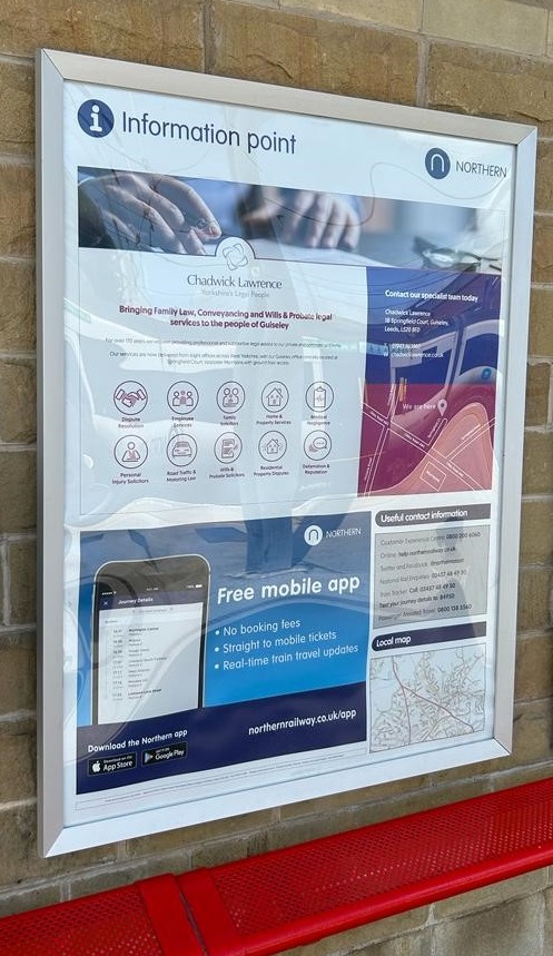 YorkshireLegal's tweet image. Check out our new signage at Guiseley Train Station, showcasing our esteemed Guiseley office. Our dedicated legal team are here to offer advice, support, and representation to the Guiseley community and beyond.
 
#chadwicklawrence #yorkshiresolicitors #guiseley