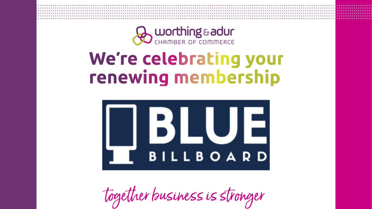 Worthing & Adur Chamber of Commerce (@worthingandadur) on Twitter photo We are delighted that <a href="/bluebillboard1/">Blue Billboard Ltd</a> are renewing their membership! Here's what they had to say!
"We are grateful for the exceptional business opportunities and unwavering support that the chamber consistently provides. "
bluebillboard.co.uk
#TogetherBusinessIsStronger We are delighted that <a href="/bluebillboard1/">Blue Billboard Ltd</a> are renewing their membership! Here's what they had to say!
"We are grateful for the exceptional business opportunities and unwavering support that the chamber consistently provides. "
bluebillboard.co.uk
#TogetherBusinessIsStronger