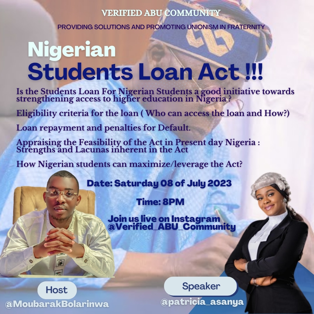 V.ABU_COMMUNITY (@v_abu_community) on Twitter photo #Nigerastudentloan
#NigerianStudent
<a href="/NGRPresident/">Presidency Nigeria</a>
<a href="/legitngnews/">Legit.ng | Leading the way</a>
<a href="/infoabu2014/">AhmaduBelloUniversty</a> #Nigerastudentloan
#NigerianStudent
<a href="/NGRPresident/">Presidency Nigeria</a>
<a href="/legitngnews/">Legit.ng | Leading the way</a>
<a href="/infoabu2014/">AhmaduBelloUniversty</a>