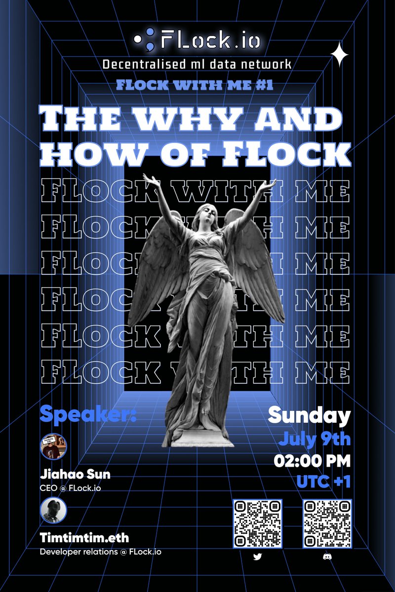 flock_io's tweet photo. For FLock's sake, the community has been waiting too long!
It's time to FLock with me! #FLockwithme
We will dive into the thrilling realms of AI x Web3, this Sunday!
#AI #Blockchain #CommunityCall
https://t.co/tRD53Y2Blf https://t.co/Jmct14t42x