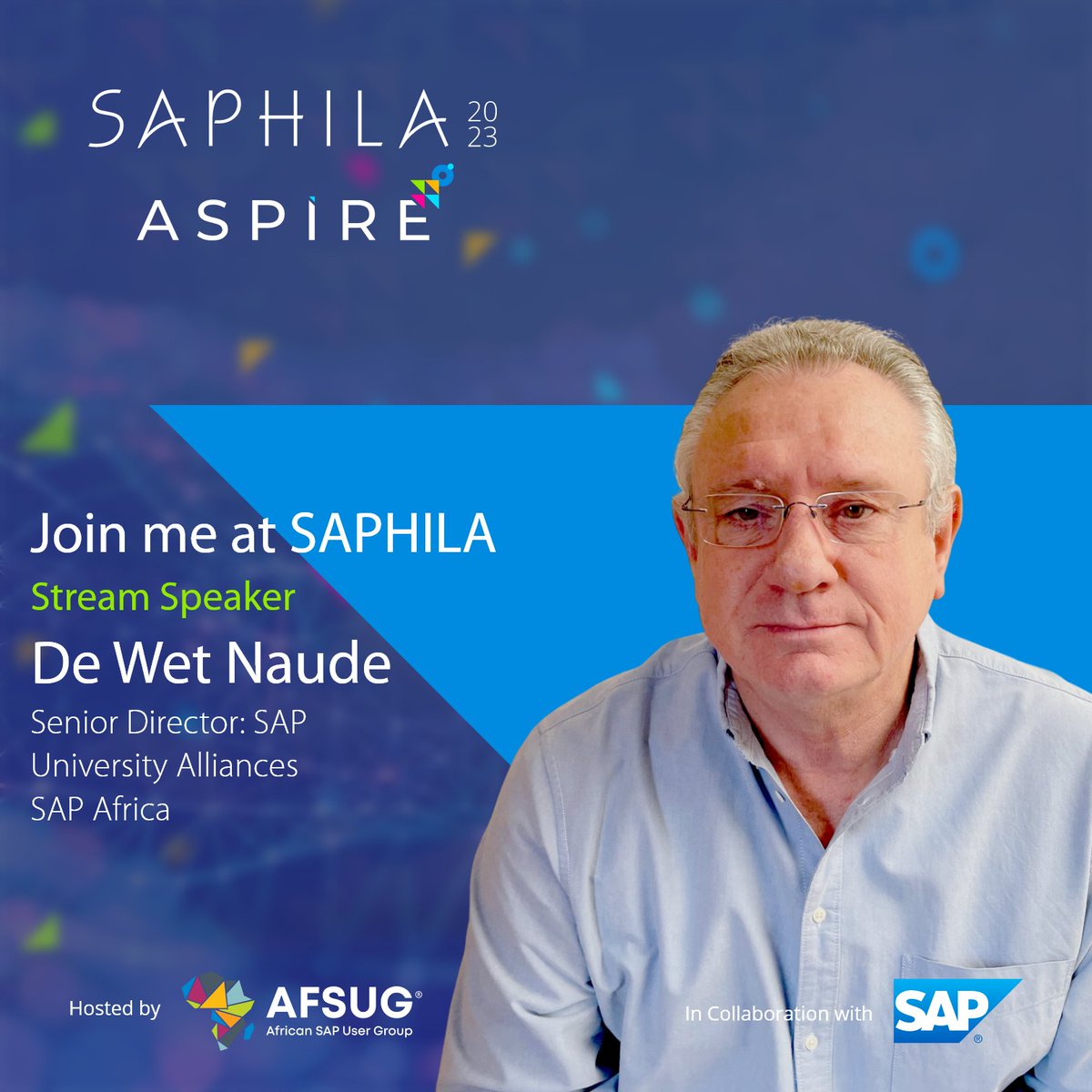 DeWetNaude's tweet photo. For the first time ever - Next Gen stream at #saphila2023 on 11 July '23 - great collaboration between #UniversityAlliances, #SAPNextGen #AFSUG and sponsors. We will share insights on topics that are important to a group of students and young professionals. https://t.co/Lb6LhpMSmh