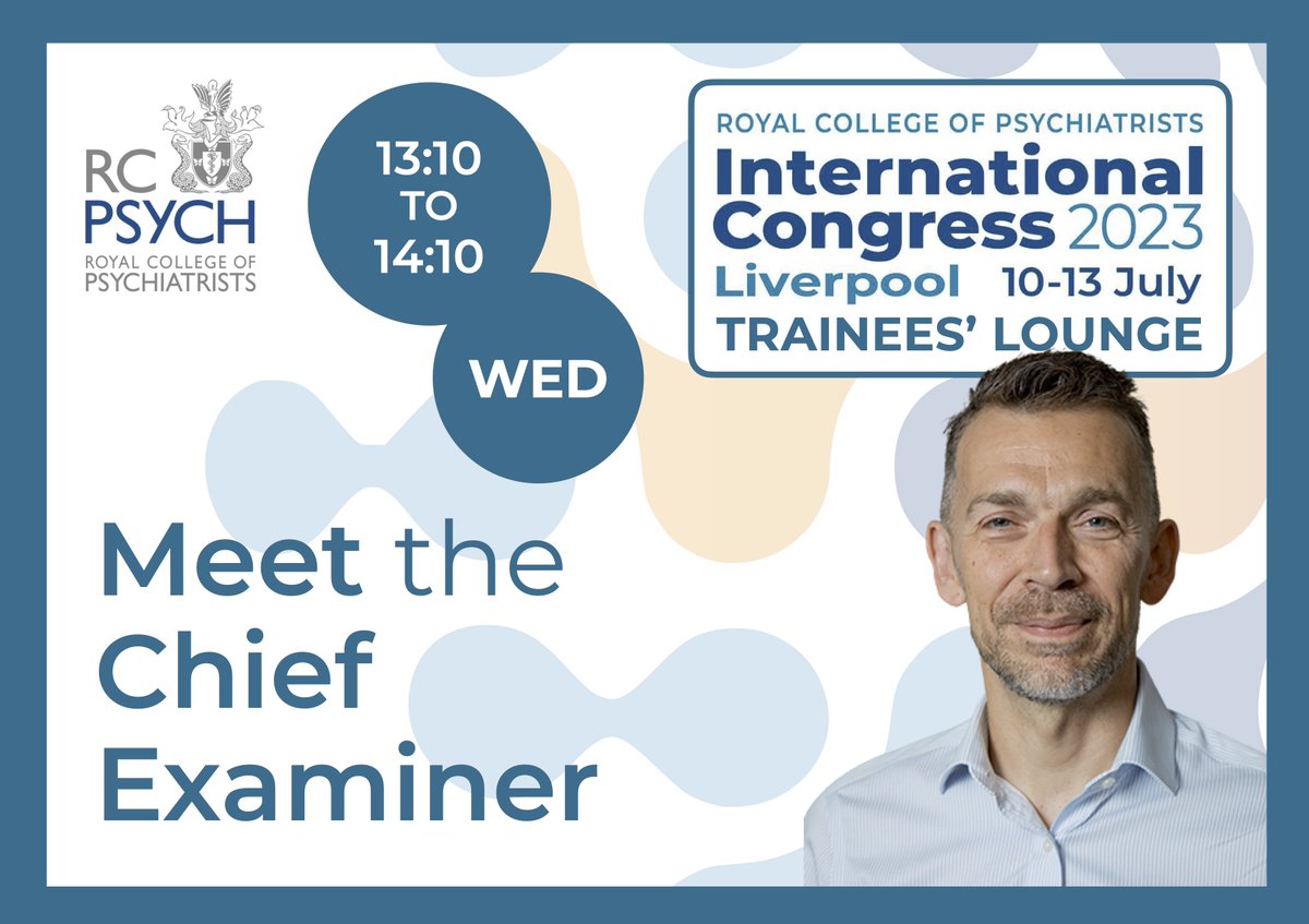 Wednesday at the #RCPsychIC's Trainees' Lounge, we have 'Meet the Chief Examiner' - always a busy and interesting session, please join us, and in the meantime, send your questions in advance at: 🔗 bit.ly/QsExaminer @rcpsych @rcpsychTrainees @IanHallPsych