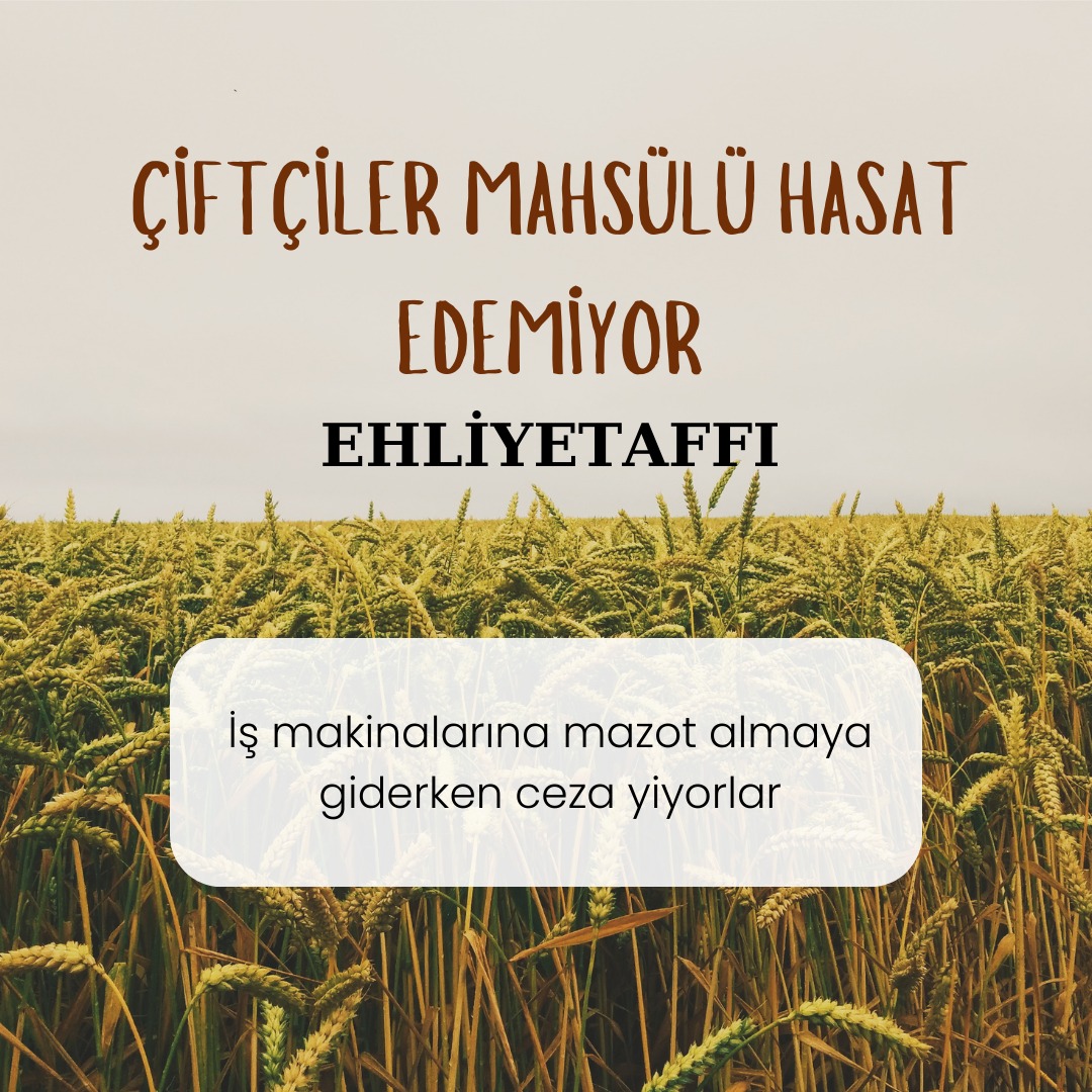 İşİçin EhliyetAffı
Bağımızı  tarlalarımızı  ve mahsulleri kaldırmaya  korkar  olduk 
Sürekli ceza yeme korkusuyla traktör üzerine çıkıyoruz 
<a href="/RTErdogan/">Recep Tayyip Erdoğan</a> 
<a href="/AliYerlikaya/">Ali Yerlikaya</a> 
<a href="/rprefahpartisi/">Yeniden Refah Partisi</a> 
<a href="/ErbakanFatih/">Dr. Fatih Erbakan</a> 
<a href="/MHP_Bilgi/">MHP</a> 
<a href="/dbdevletbahceli/">Devlet Bahçeli</a> 
<a href="/M_Levent_Bulbul/">Muhammed Levent BÜLBÜL</a> 
<a href="/eczozgurozel/">Özgür Özel</a>