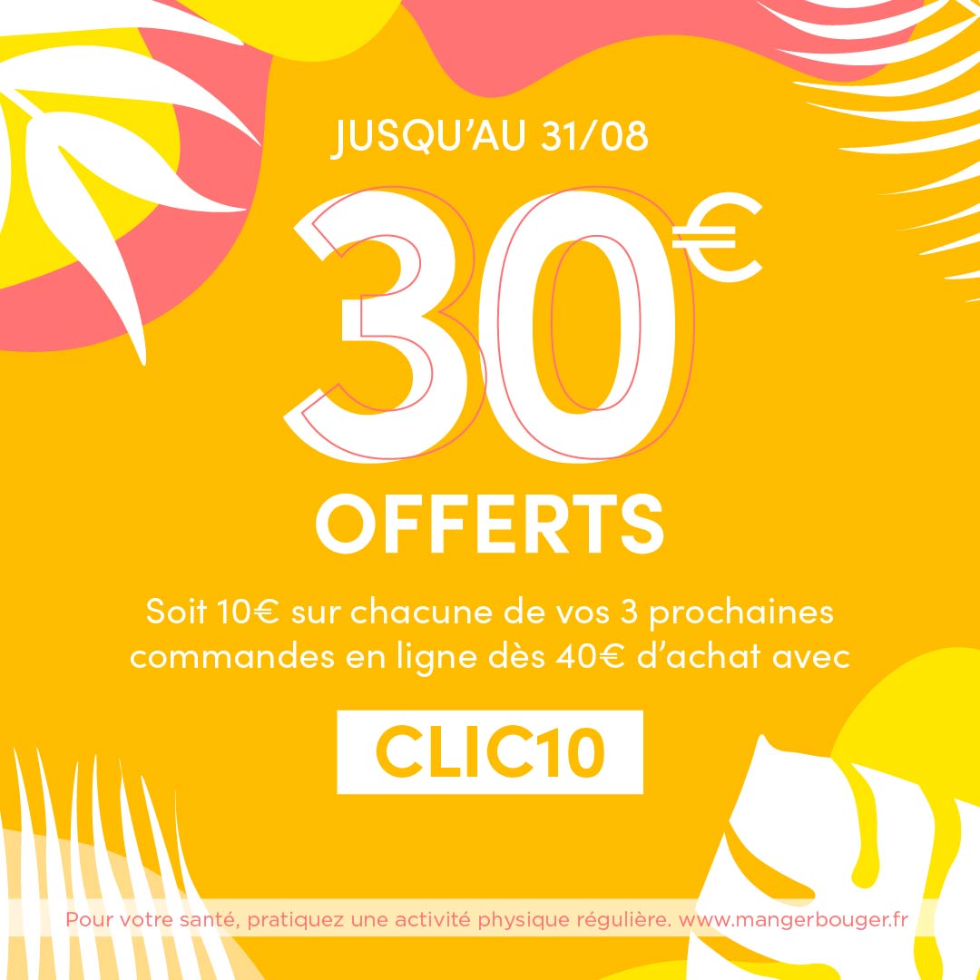 💥OFFRE INCROYABLE💥
Cet été, profitez de 10€ offert sur vos 3 prochaines commandes avec le code CLIC10 !
