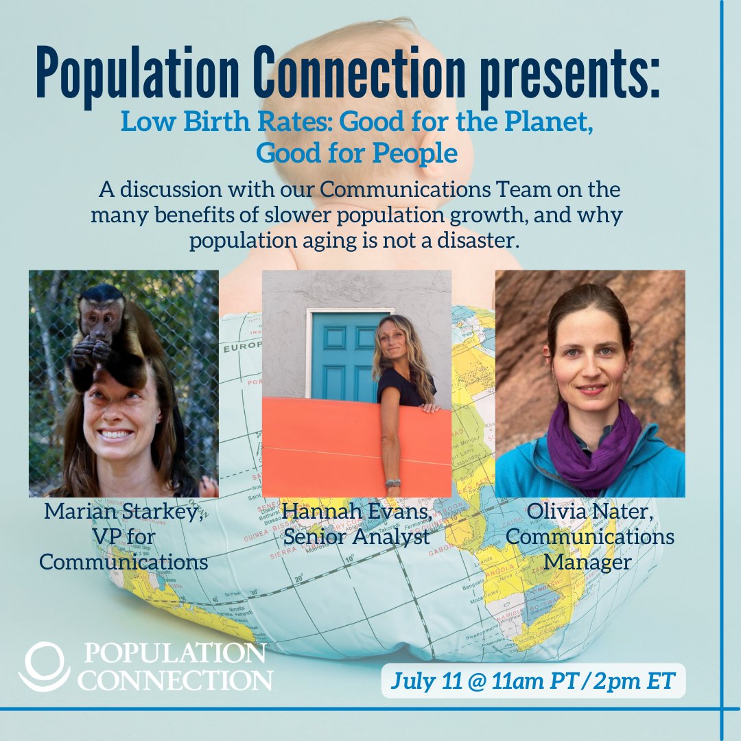popconnect's tweet photo. Join us on #WorldPopulationDay, July 11, for a virtual event with our Communications Team! We will discuss why panic over "baby busts" and #populationaging is unjustified. Register here: https://t.co/ymApjUYdta https://t.co/lFj9540n4U