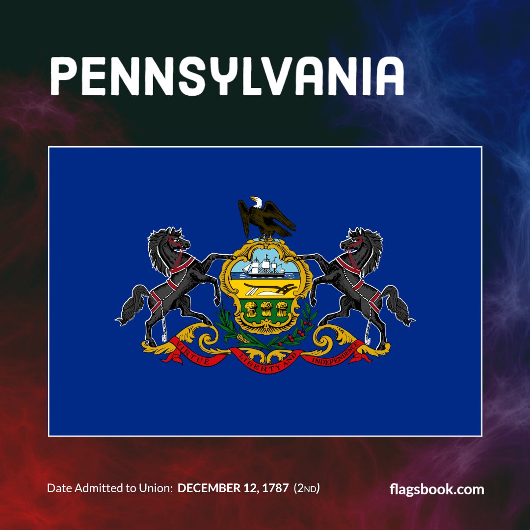 State flag of Pennsylvania
The Keystone State

#Pennsylvania #flagsbook #flagoftheday #dailyflag #todaysflag #flag #flags #learnflags #2ndstate #PA #QuakerState #KeystoneState #Harrisburg  #Philadelphia #poconos #Pittsburgh #Allentown #steelcity #pitt #Philly #phillylove #pgh