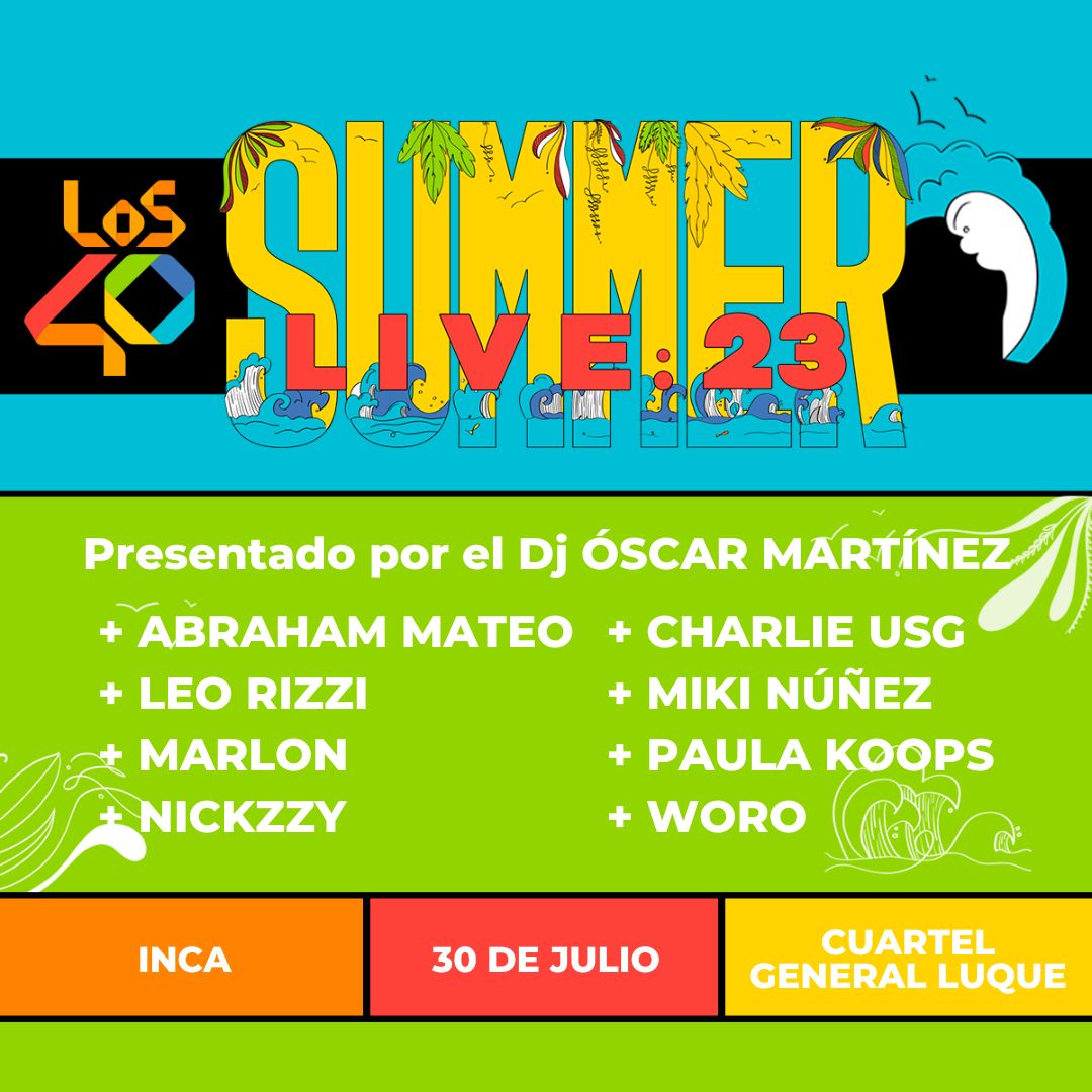 <a href="/Los40Mallorca/">Los 40 Mallorca</a> presentan#LOS40SUMMERLIVE
El domingo 30 de julio a las 20h en el Cuartel General Luque de Inca
<a href="/incaciutat/">Ajuntament d’Inca</a> <a href="/Los40/">LOS40</a>
