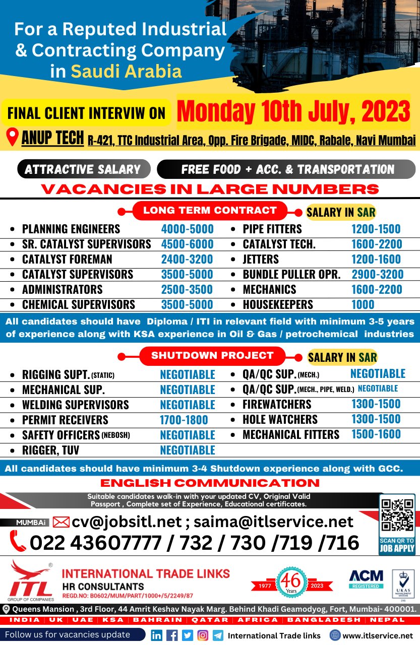 International Trade Links HR Consultants (ITL) on Twitter "JOB VACANCY
