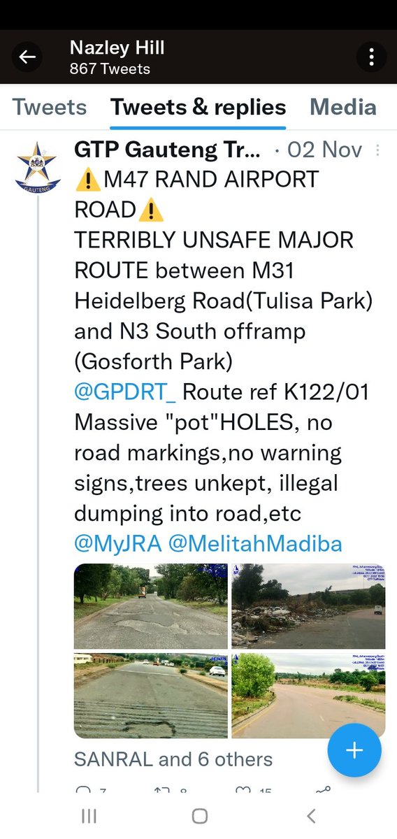 nazleyh's tweet photo. Still no feedback @CityofJoburgZA @City_Ekurhuleni @CoE_Call_Centre @MyJRA @GPDRT_ @GTP_Traffstats https://t.co/APnVeA0wXC