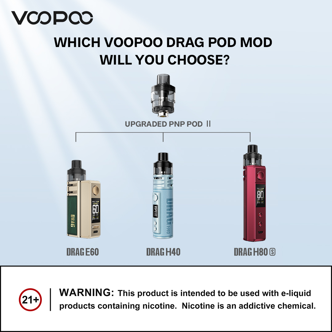 Which VOOPOO DRAG POD MOD will you choose? 
⚡DRAG H40
⚡DRAG E60
⚡DRAG H80S

#voopoo #pnppodII #pnppod #voopoodrag #DragE60 #DragH80S #DragH40 #vape #DragPodModFamily