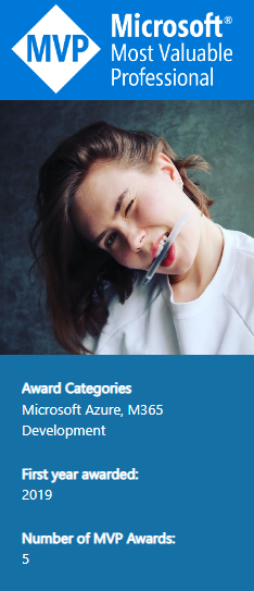 Happy to receive the Microsoft MVP award for the fifth time! And this time, in two categories: M365 Development and Microsoft Azure! 🎉🍾