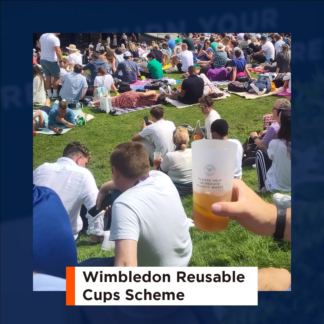 BywatersUK's tweet photo. Another day at @Wimbledon, they made big moves to slash waste and cut carbon emissions - They have a reusable cup scheme!

This is a brilliant way to cut on single-use plastics - You've aced it guys!🎾

#wimbledon #bywaters #plasticfreejuly #tennis  #plasticrecycling #events https://t.co/nZR8cqvK0b