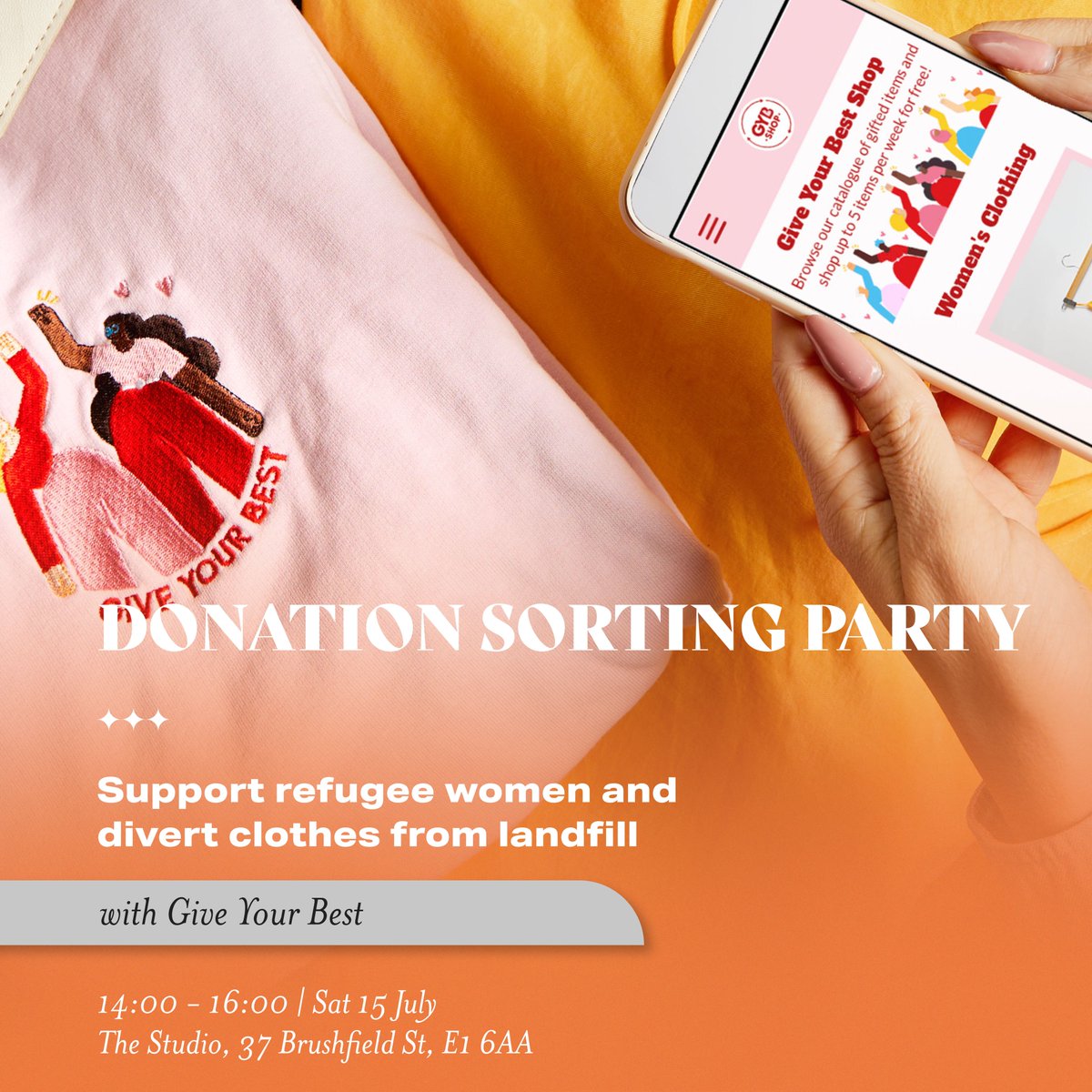 📣 Calling all changemakers! Be a part of something truly meaningful by joining the <a href="/giveyourbest_uk/">Give Your Best UK 🧡</a> community for their Donation Sorting Party at the Fashion District Festival! This is your opportunity to make a real difference in the lives of refugee women. (1/3)