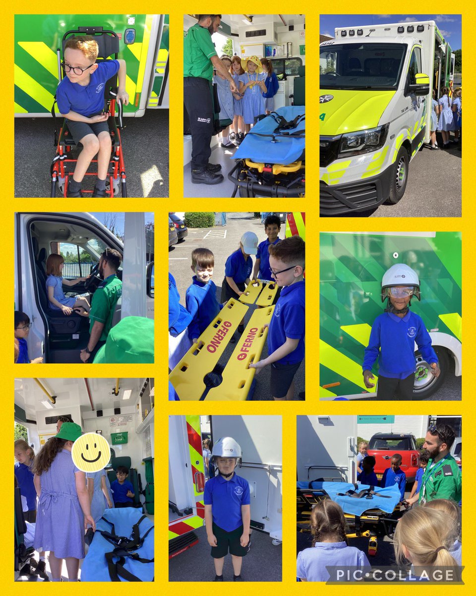 ClementSchool's tweet photo. Year 3 loved the visit from St. John Ambulance today. They learnt about the importance of the equipment and the paramedics on board. https://t.co/bkEvhb0Cqt
