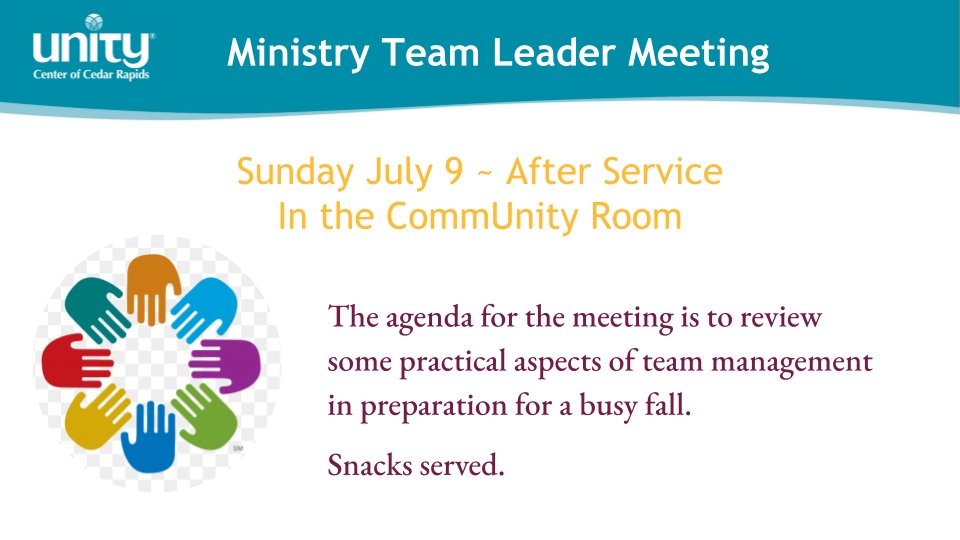 UnityofCR's tweet image. Join us on July 9 2023 for "Easy Living" - mailchi.mp/unitycr/join-u… #spiritual #PositivePath #OnlineChurch #NewThought