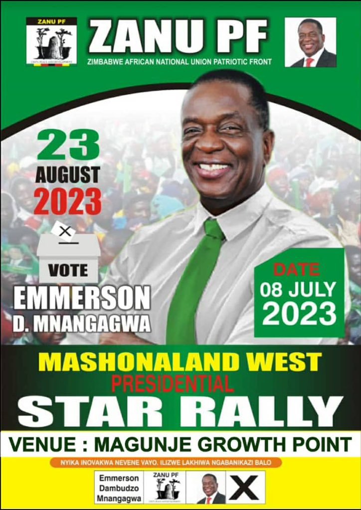 #MagunjeRally in Mashonaland Best... MashWest is a Province that positively contributes significantly in key economic sectors such as agriculture, mining, energy and tourism with a total of 604 projects having been undertaken so far under the 2nd Rep.