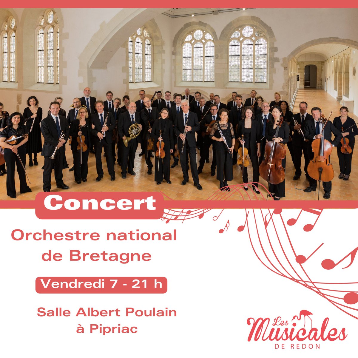 Musicales_Redon's tweet photo. Venez assister au concert de l’ONB ! 
Il reste encore quelques places !
L’ONB a pour ambition de créer une nouvelle façon d’aborder la 🎶.
Ce sera le cas ce soir à Pipriac sous la baguette de la formidable @DufresneChloe_ . A la clarinette, l'heureux retour de @GenissonPierre ! https://t.co/uOBeKEBFrb