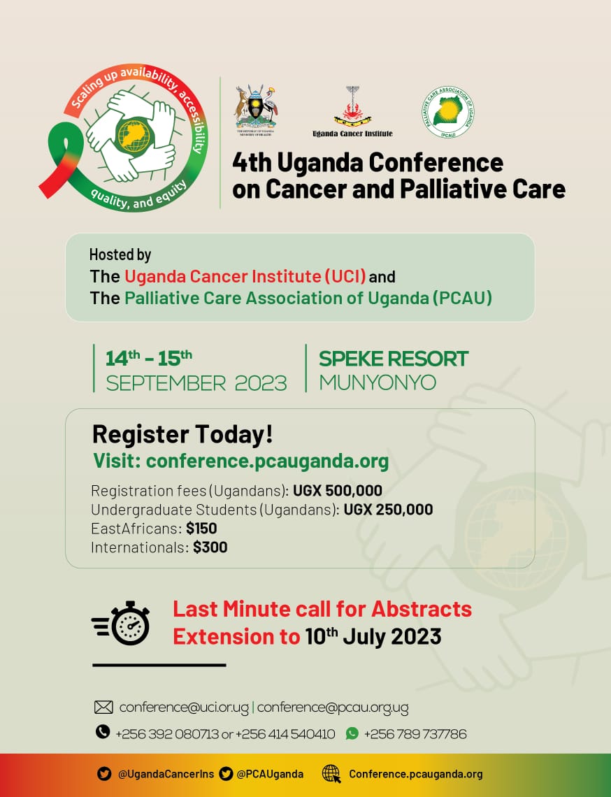 UgandaCancerIns's tweet photo. LAST MINUTE CALL FOR ABSTRACTS...
#Registertoday https://t.co/4vKaudZm2x