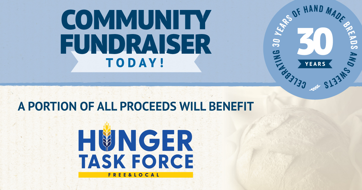 Join us for day 2 of our anniversary event! Today only, we have partnered with Hunger Task Force for an all-day Community Fundraiser. 

Stop by and indulge in your Breadsmith favorites, knowing that every purchase will help to make a difference. 

#breadsmithmke #30YearsOfBaking