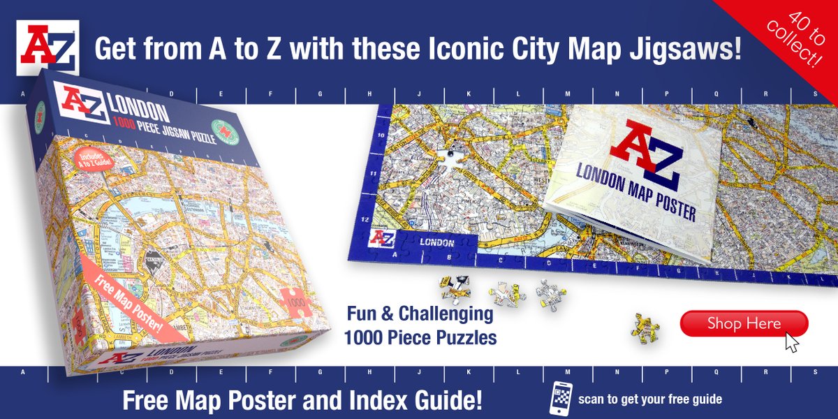 Love travel, mapping and puzzles? You're in luck! 

We have partnered with All Jigsaw Puzzles to bring you 1000-piece puzzles for dozens of UK cities, from London to Liverpool.

Find out more: ow.ly/9U4550P2JNg

#Puzzles #AZMaps