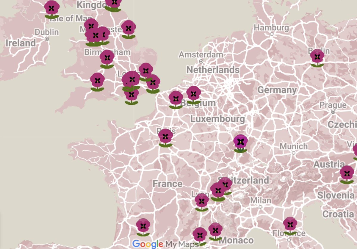 Believe it or not, I've had more than 80,000 people view #ThePansyProject map... Here you can see each pansy, it's description and location in one easy place. It's a beautiful but tragic collection... google.com/maps/d/u/0/vie…