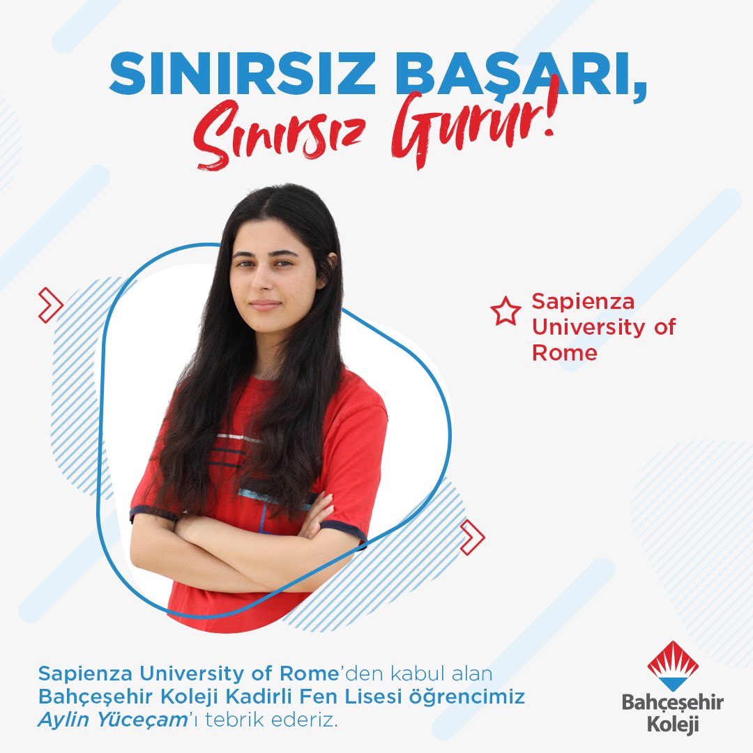 bahcesehir_k12's tweet photo. Sınırsız Başarı Sınırsız Gurur! 👏🏼

Kadirli Fen Lisesi öğrencilerimiz Ayça İrem Yüceçam ve Aylin Yüceçam dünyanın en prestijli üniversiteleri arasında yer alan Sapienza University of Rome’dan kabul aldı.
 Aynı zamanda kardeş olan sevgili öğrencilerimizi tebrik ediyor, başarılarının devamını diliyoruz. 🤗

#bahçeşehirkoleji ❤️💙