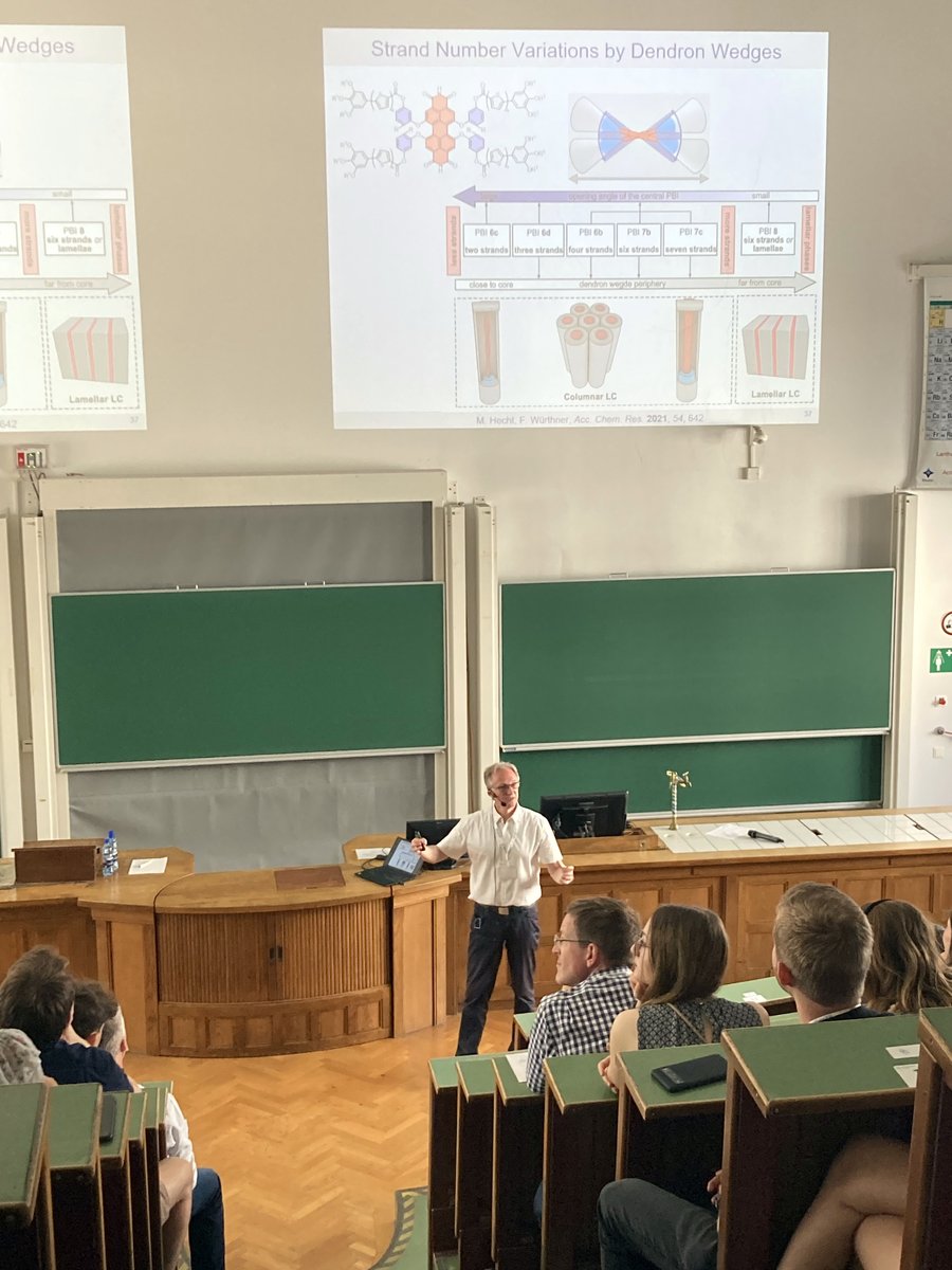 stem_univie's tweet photo. Impressions of the 3rd International #DoSChem Student Symposium: Frank Wuerthner from @Uni_WUE as one of the #keynote speakers at the student organized symposium gives an exciting talk on “Dye Aggregates for Artificial Photosynthesis” @univienna 
https://t.co/MbHrxpKvrx https://t.co/eMVMWJ2TSt
