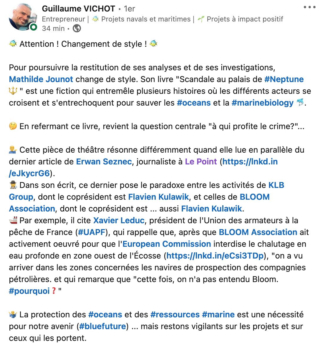 MathildeJounot's tweet image. Retour de lecture du 📘 Scandale au palais de Neptune.  boutique.portfolio-production.com #OCEANS #Économie #biodiversité #alimentation #climat #Éoliennes #Poissons #pêche
