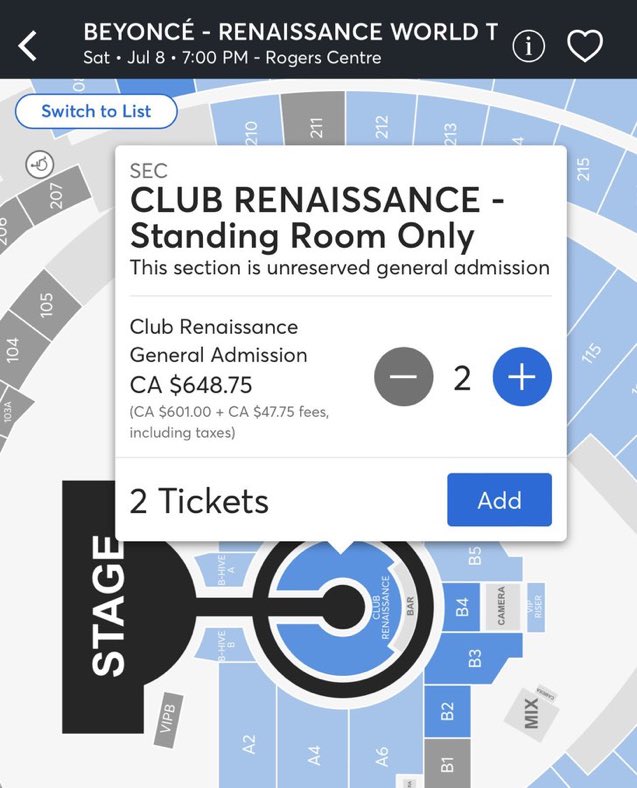 RENAISSANCE WORLD TOUR on Twitter "The price for Club Renaissance