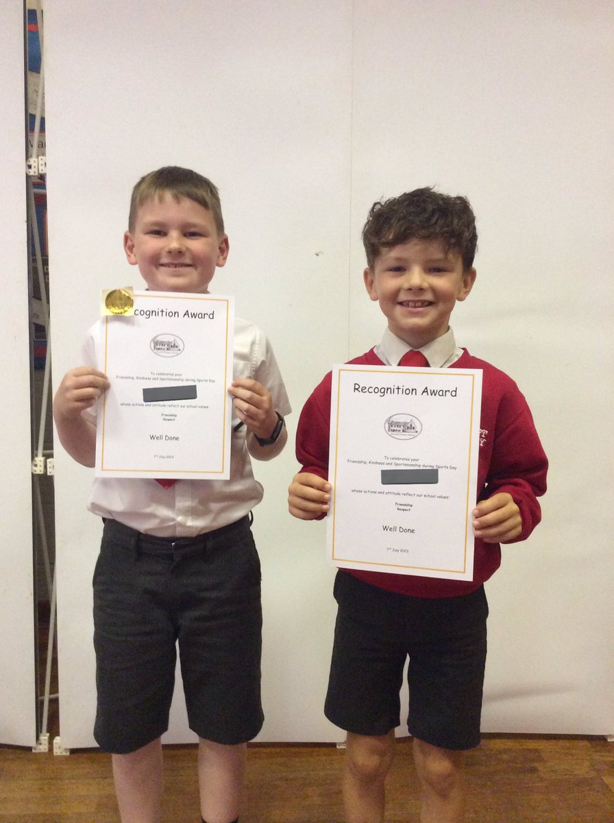 It was my absolute pleasure to award these two Year 4 boys with a Special Recognition Award each this morning for the effortless kindness and selflessness they showed during Sports Day last week. 😀