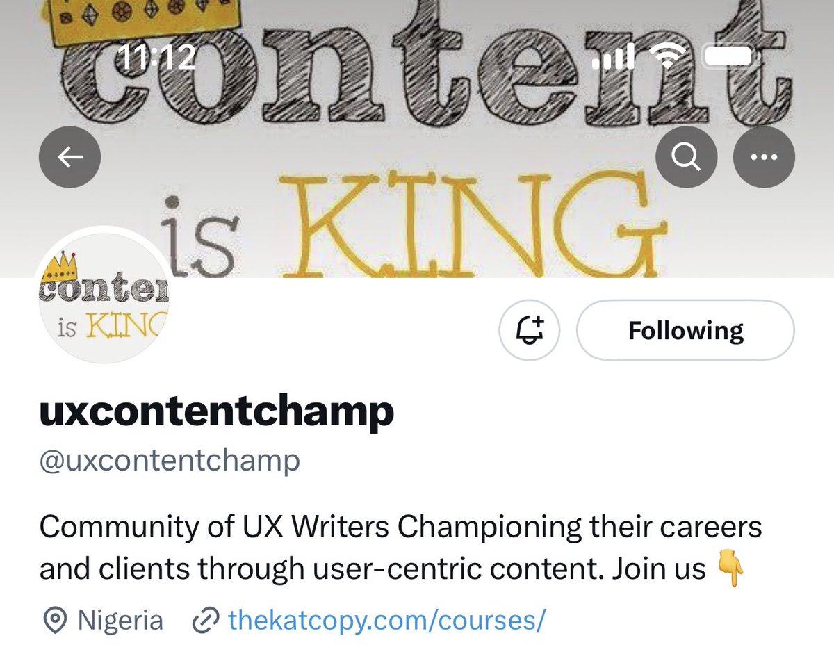 thekatcopy's tweet image. Incoming✨bio update

Follow my brain child @uxcontentchamp  to be the first to know when we go live 🚀

#uxwritingcourses #uxwriting #uxcontent #contentdesign