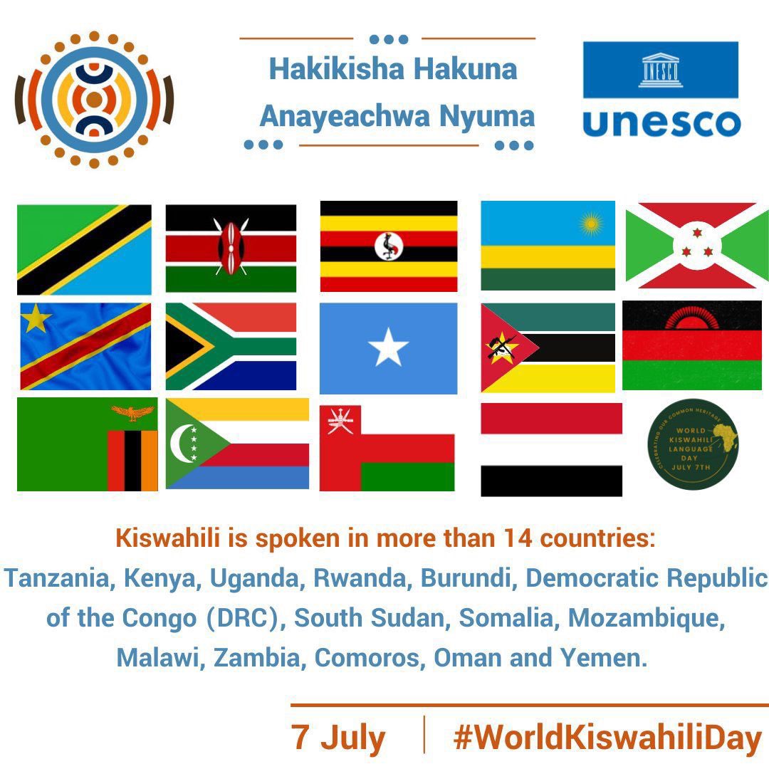 UNFPATanzania's tweet photo. โ๏ธ Heri ya Siku ya Kiswahili Duniani!
Leo ! tunasherehekea Siku ya Lugha ya Kiswahili #Duniani
๐ Kiswahili ni Lugha nzuri yenye historia ya kupendeza. Tutumie Kiswahili tuweze kuungana na kushirikiana.
Tusherehekee pamoja!
#KiswahiliDay https://t.co/otOKQexXmn