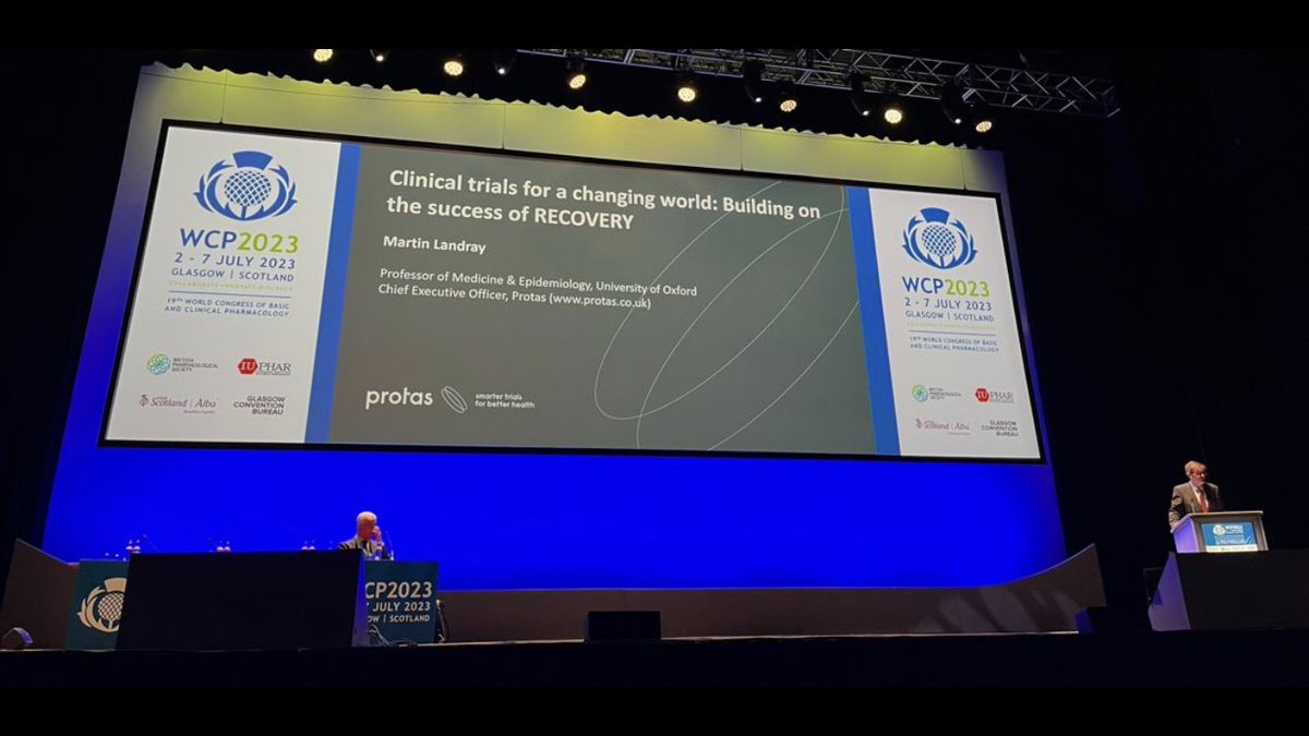 An honour to give the Plenary Lecture on the last day of @WCP2023 “Clinical trials for a changing world: Building up on the success of RECOVERY” Whole system reset needed to produce evidence needed to tackle major health challenges That’s why we set up Protas.co.uk