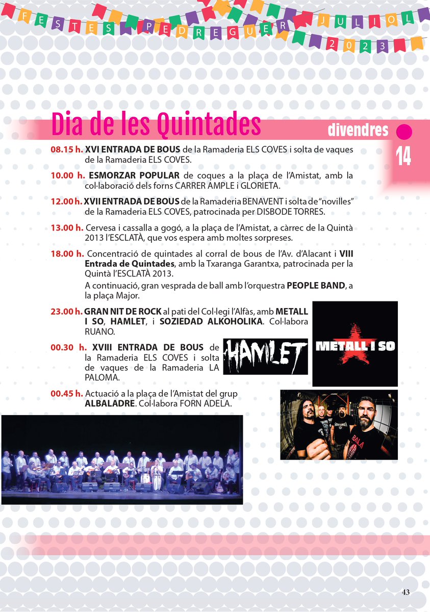 terradefestes's tweet photo. #Pedreguer està de #festes📣 i si t'agraden les #orquestres d'estiu 🎷no et pots perdre a l'#orquestaplatino, #bigscream, #mclucas, @Orquestatokio , #albaladre, #orquestalamundial i #orquestadiamonds. Consulta🧐el programa a https://t.co/tkRDcVK53e @terradefestes @AjuntPedreguer https://t.co/v5RHcOvIcg