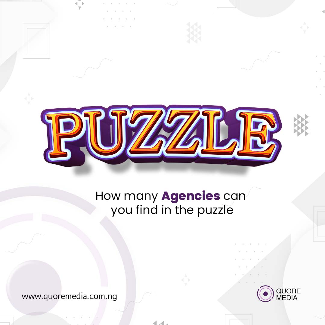 QuoreAgency's tweet photo. FFO! Fastest fingers only... Let’s see those that can list at least 15 Agencies in Nigeria from this puzzle.
#marketingpuzzle #fridaycontent #contentmarketing #tgifpost #branding #strategy #theifgame #quoremedia #marketing #digitalcontent https://t.co/b4G7jPKbG7