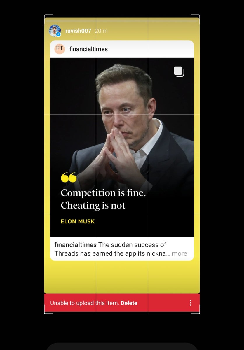 ravishrks's tweet photo. Why Instagram don't like this story.

@elonmusk ... 

Now cheating joined censorship 

#Threads #Meta #Instagram #Twitter https://t.co/npf49WvM4y