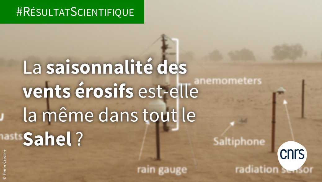 #RésultatScientifique🔍 Des chercheurs ont comparé l’érosion des vents au Sahel. Ces études permettront d’adapter des mesures de préservation de la fertilité des sols en fonction de la saison et de la localisation des sols 💨 ➡️inee.cnrs.fr/fr/cnrsinfo/la… 📕doi.org/10.1016/j.aeol…