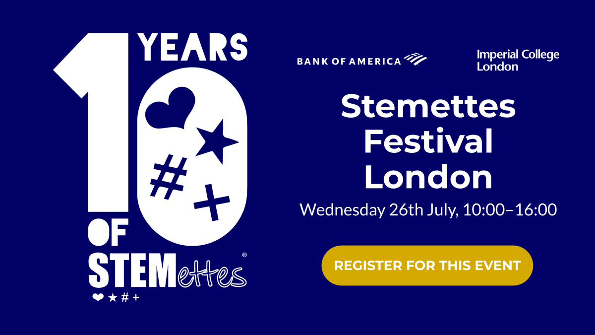 mpr_nano's tweet photo. #FridayRec
Join us for @Stemettes 10-year anniversary celebrations @imperialcollege, together with our 7 Global Challenge Institutes
We hope to inspire all aspiring Stemettes with the many exciting activities planned ๐ฉโ๐ฌ
Tickets ๐
https://t.co/y0o9IBX6ip #ImperialxStemettes https://t.co/D3kHammMWl