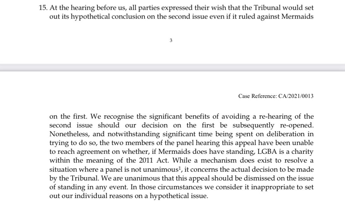 BarbaraRich_law's tweet photo. Former CEO of Mermaids is wrong. They failed on standing because Mermaids could not meet the legal test on the facts, not because the law is “so complex”. The judges gave no reasons at all for their lack of agreement on LGBA’s charitable status. LGBA remains a registered charity https://t.co/RL3EqoVCY4