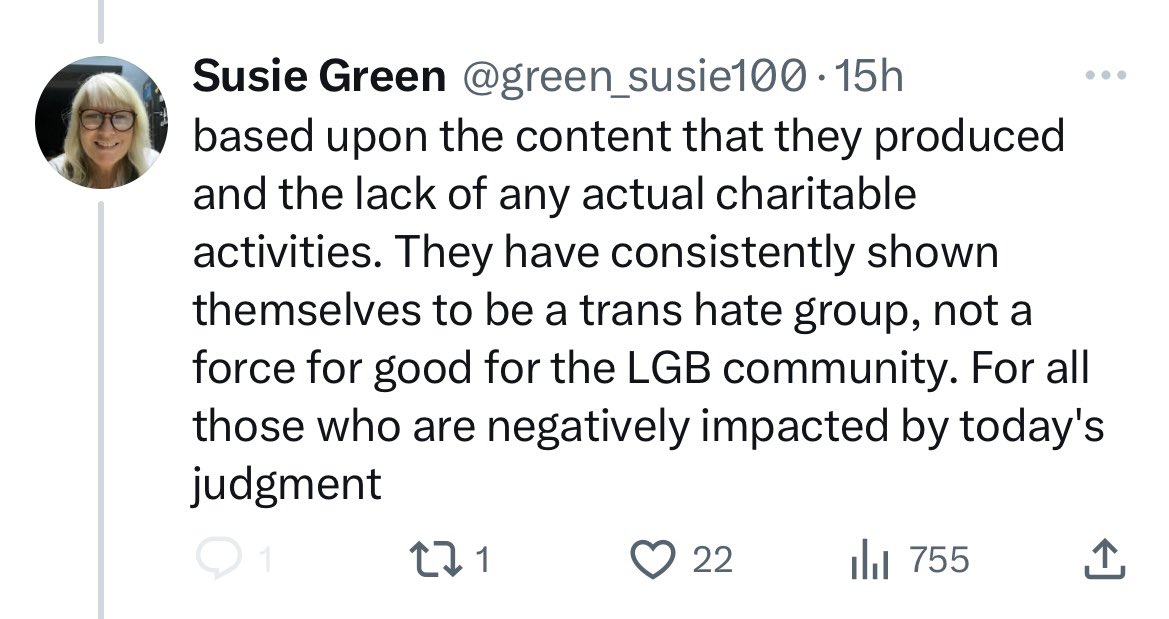 BarbaraRich_law's tweet photo. Former CEO of Mermaids is wrong. They failed on standing because Mermaids could not meet the legal test on the facts, not because the law is “so complex”. The judges gave no reasons at all for their lack of agreement on LGBA’s charitable status. LGBA remains a registered charity https://t.co/RL3EqoVCY4