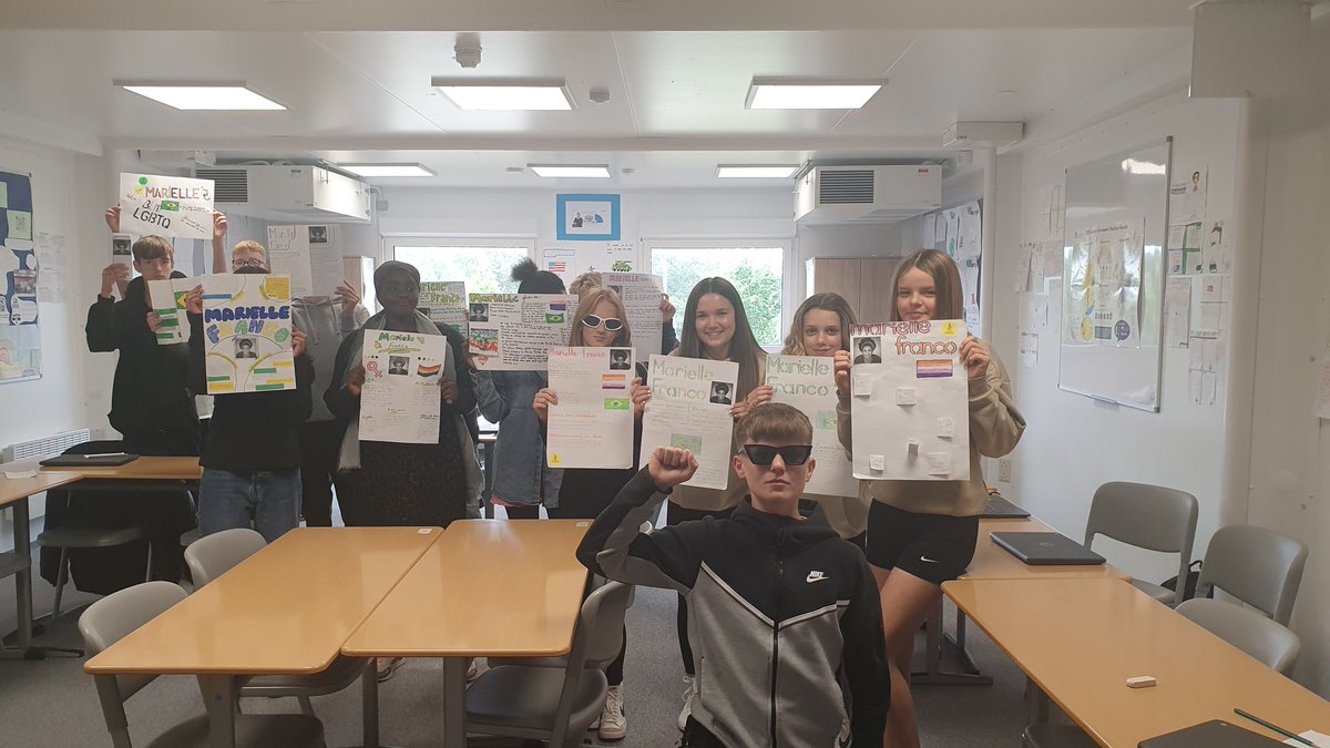 MrsStockleyMS's tweet photo. As part of our S3 Brazil topic, pupils have been learning about the life of Marielle Franco and creating posters about her background and the causes she believed in @aniellefranco @inst_marielle 🇧🇷🏴󠁧󠁢󠁳󠁣󠁴󠁿 https://t.co/eauRa0cJmX