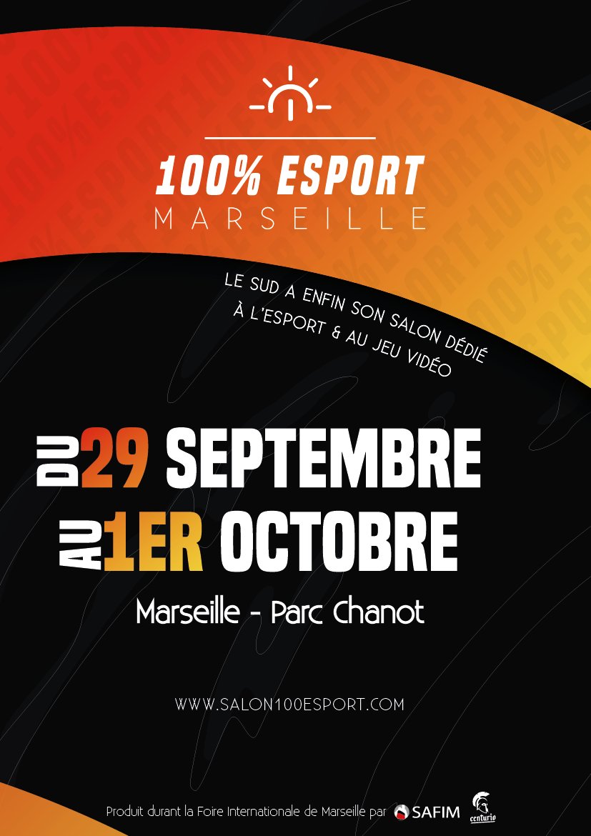 Salon100Esport's tweet photo. 100% Esport : le Sud a enfin son salon dédié à l'#Esport et au jeu vidéo !

🎮 4 tournois, 1200 joueurs : #RocketLeague (🤝@RocketBaguette) #FIFA23 #ClashRoyale #SSBU
🕹 40 stands, animations &amp; shows sur scène

29/09-01/10 à la @Foire_Marseille
Prod #SAFIM &amp; @Centurio_agence 

👇 https://t.co/cd51Z9sikG
