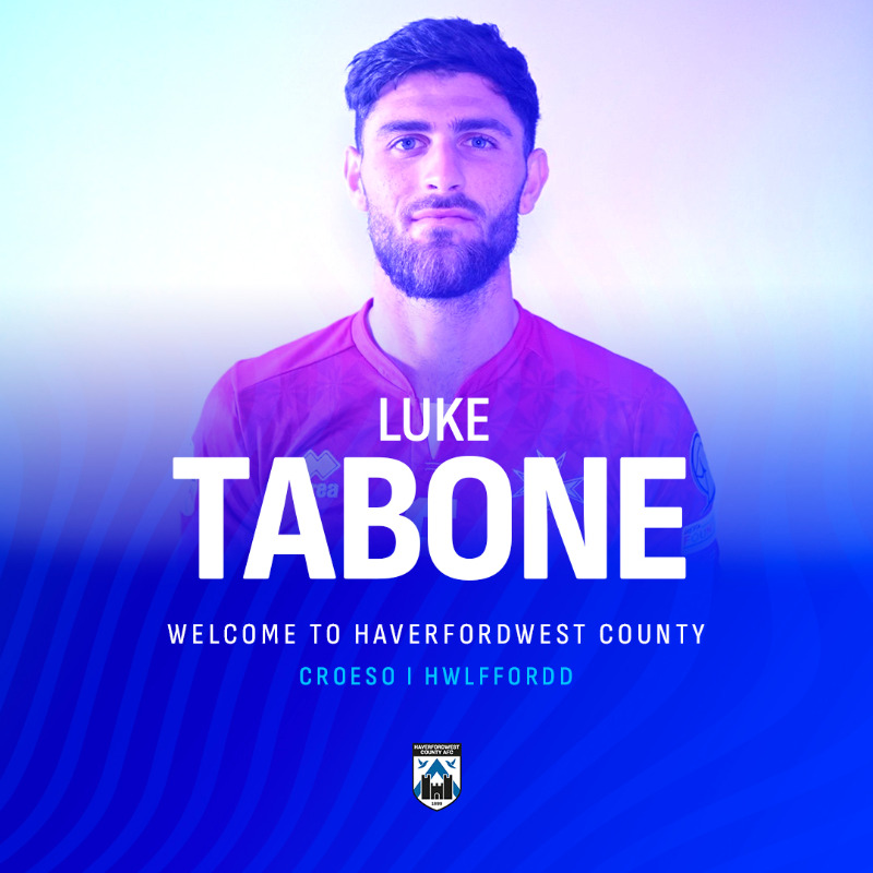 HaverfordwestFC's tweet photo. Haverfordwest County AFC are delighted to announce the signing of Maltese defender Luke Tabone from Gżira United! ✍️

The 6ft 4in centre-back joins the Bluebirds on a two-year deal for an undisclosed fee 🤝

Croeso i Hwlffordd, Luke! 💙

#PlayingForPembrokeshire