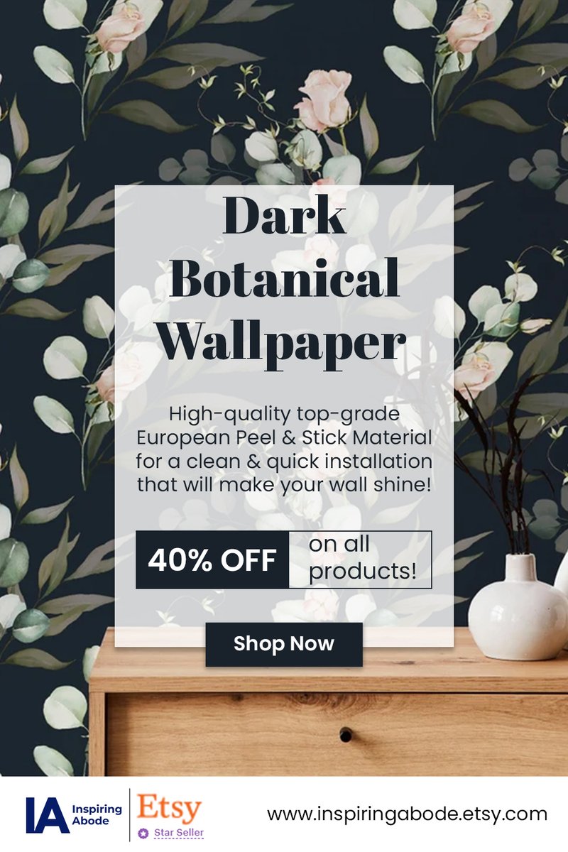 InspiringAbode's tweet photo. Revamp your home decor with Botanical Black Wallpaper featuring exquisite white flowers. Experience the charm of nature in every room. 🌿📷   

Order now and get 40% OFF
https://t.co/As1ZtLGGh1

#EnglishBotanical #BlackWallpaper #WhiteFlowers #HomeDecor #InteriorDesign https://t.co/gWt8OZi25R