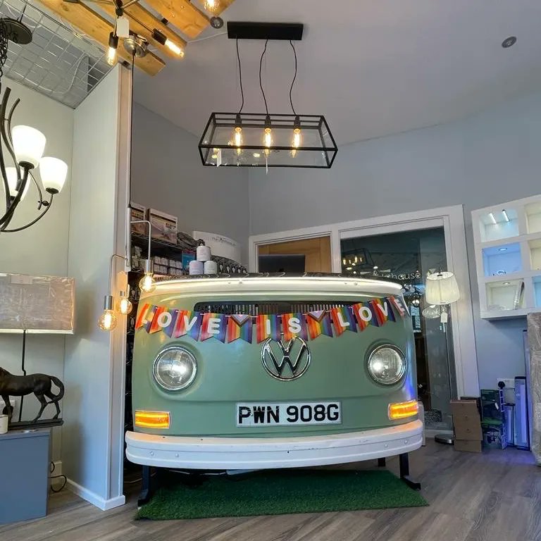 Our sister shop in Skipton @thelighthouseskipton is celebrating @SkiptonPride this weekend! 🎉 check out their #VWCampervan all dressed up for the occasion! 

#Campervan #Caravan #VWLife